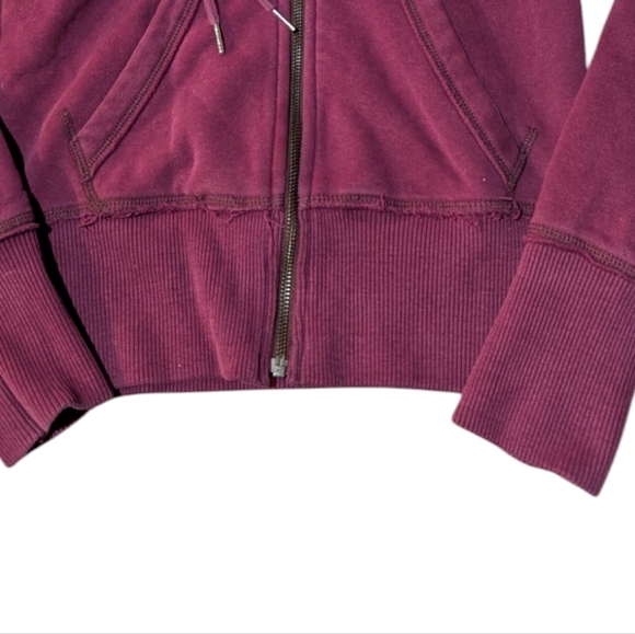 Y2K 90s Hollister Hoodie Faux Fur Zippered Hood Maroon Grunge Small - Picture 10 of 10